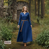FREYA Medieval Viking Underdress BLUE - 100% Cotton Canvas | Handmade LARP | S-10XL
