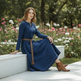FREYA Medieval Viking Underdress BLUE - 100% Cotton Canvas | Handmade LARP | S-10XL