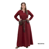 FREYAS — Burgundy Cotton Canvas Medieval Viking Underdress