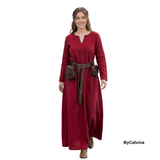 FREYAS — Burgundy Cotton Canvas Medieval Viking Underdress