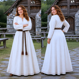 FRENA — Natural Cotton Canvas Viking Underdress with Hidden Pockets