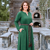 FRENA — Green Cotton Canvas Viking Underdress with Hidden Pockets