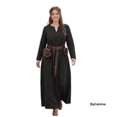 FREYAS — Black Cotton Canvas Medieval Viking Underdress