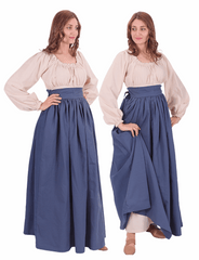 ANIKA Cotton Canvas Blue Skirt : Medieval Viking Renaissance Women Skirt