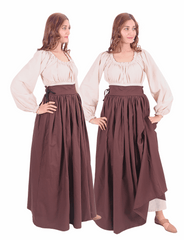 ANIKA Cotton Canvas Brown Skirt : Medieval Viking Renaissance Women Skirt
