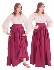 ANIKA Cotton Canvas Burgundy Skirt : Medieval Viking Renaissance Women Skirt