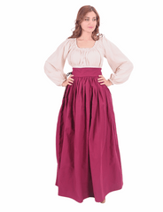 ANIKA Cotton Canvas Burgundy Skirt : Medieval Viking Renaissance Women Skirt