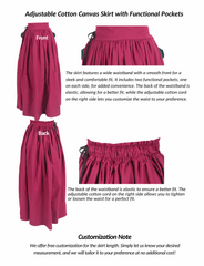 ANIKA Cotton Canvas Burgundy Skirt : Medieval Viking Renaissance Women Skirt
