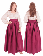 ANIKA Cotton Canvas Burgundy Skirt : Medieval Viking Renaissance Women Skirt