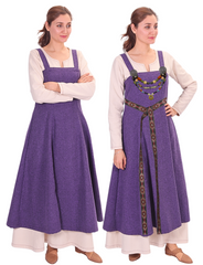 ANNA Lavander - Medieval Viking Wool Apron Dress