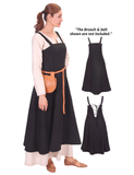 ANNA Wolle Schwarz - Mittelalterliches Wikinger-Schürzenkleid aus Wolle