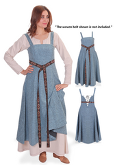 ANNA Wool Blue- Medieval Viking Wool Apron Dress