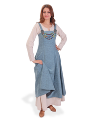 ANNA Wool Blue- Medieval Viking Wool Apron Dress