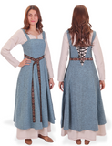 ANNA Wool Blue- Medieval Viking Wool Apron Dress