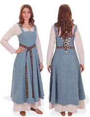 ANNA Wool Blue- Medieval Viking Wool Apron Dress