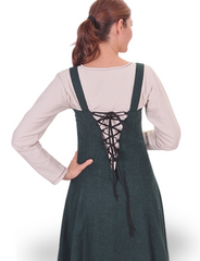 ANNA Wool Green Apron Dress - Medieval Viking Wool Apron Dress