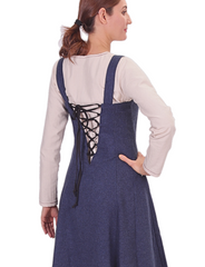 ANNA Wool Indigo Blue - Medieval Viking Wool Apron Dress