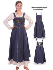 ANNA Wool Indigo Blue - Medieval Viking Wool Apron Dress