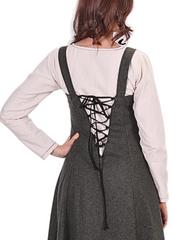 ANNA Wool Khaki - Medieval Viking Wool Apron Dress