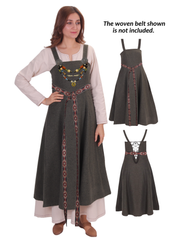 ANNA Wool Khaki - Medieval Viking Wool Apron Dress
