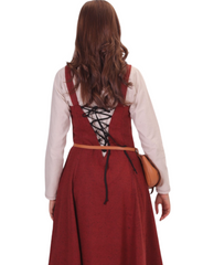 ANNA Wool Orange - Medieval Viking Wool Apron Dress