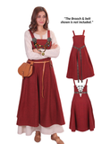 ANNA Wolle Orange - Mittelalterliches Wikinger-Schürzenkleid aus Wolle