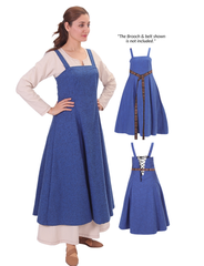 ANNA Wool Parliament Blue - Medieval Viking Wool Apron Dress
