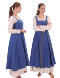 ANNA Wool Parliament Blue - Mittelalterliches Wikinger-Schürzenkleid aus Wolle