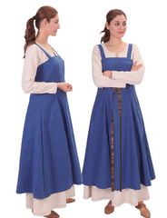 ANNA Wool Parliament Blue - Medieval Viking Wool Apron Dress