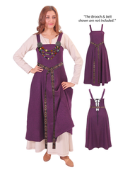 ANNA Wool Purple - Medieval Viking Wool Apron Dress