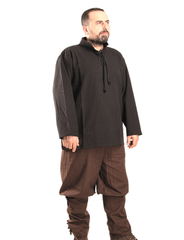 ARES Black - Cotton Canvas Medieval Viking Larp  Shirt