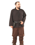 ARES Schwarz - Mittelalterliches Wikinger-Larp-Hemd aus Baumwollcanvas