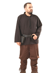 ARES Black - Cotton Canvas Medieval Viking Larp  Shirt