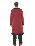 ARTHUR Cotton Burgundy/Black Tunic : Medieval Viking Renaissance Long Sleeve Cotton Tunic (Kopya)