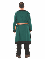 ARTHUR Cotton F. Green/Black Tunic : Medieval Viking Renaissance Long Sleeve Cotton Tunic