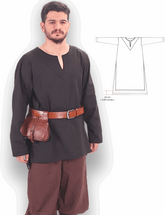 CARA Black Cotton Tunic – Medieval & Viking Men’s Tunic
