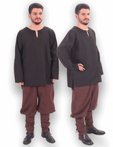 CARA Black Cotton Tunic – Medieval & Viking Men’s Tunic