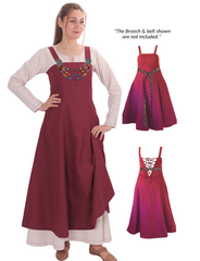 Canna Cotton Burgundy-  Medieval Viking Apron Dress