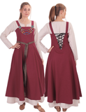 Canna Cotton Burgundy- Medieval Viking Apron Dress