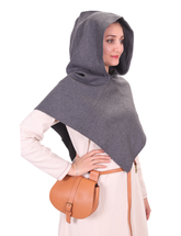 DIANA Wolle Grau – Mittelalterliche Wikinger Wollhaube (Gugel)