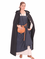 DINA Cotton Black Hooded Cloak – Medieval Viking Timeless Elegance and Practicality