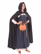 DINA Cotton Black Hooded Cloak – Medieval Viking Timeless Elegance and Practicality