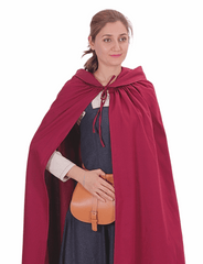 DINA Cotton Burgundy Hooded Cloak – Medieval Viking Timeless Elegance and Practicality