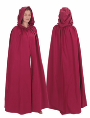 DINA Cotton Burgundy Hooded Cloak – Medieval Viking Timeless Elegance and Practicality