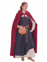 DINA Cotton Burgundy Hooded Cloak – Medieval Viking Timeless Elegance and Practicality