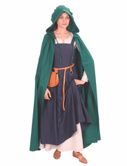 DINA Cotton F.Green Hooded Cloak – Medieval Viking Timeless Elegance and Practicality