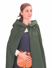 DINA Cotton Green Hooded Cloak – Medieval Viking Timeless Elegance and Practicality