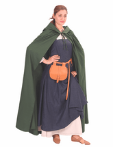DINA Cotton Green Hooded Cloak – Medieval Viking Timeless Elegance and Practicality