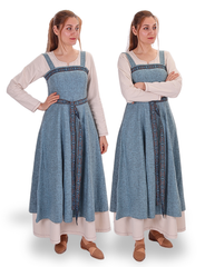 FIONA WOOL Blue - Medieval Viking Wool Apron Dress