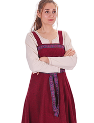 FIONA WOOL Burgundy - Medieval Viking Wool Apron Dress